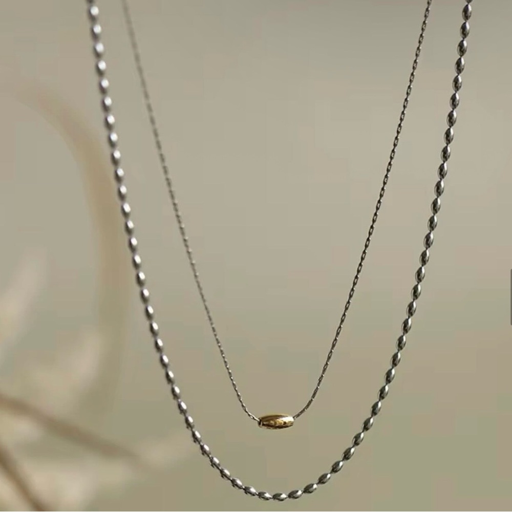 Silver and Gold Necklace Waterproof 
Stainless Steel